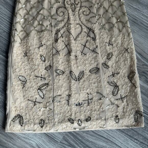 Sue Wong Embellished Cocktail Dress Size 2 Champagne Beaded - Picture 14 of 16